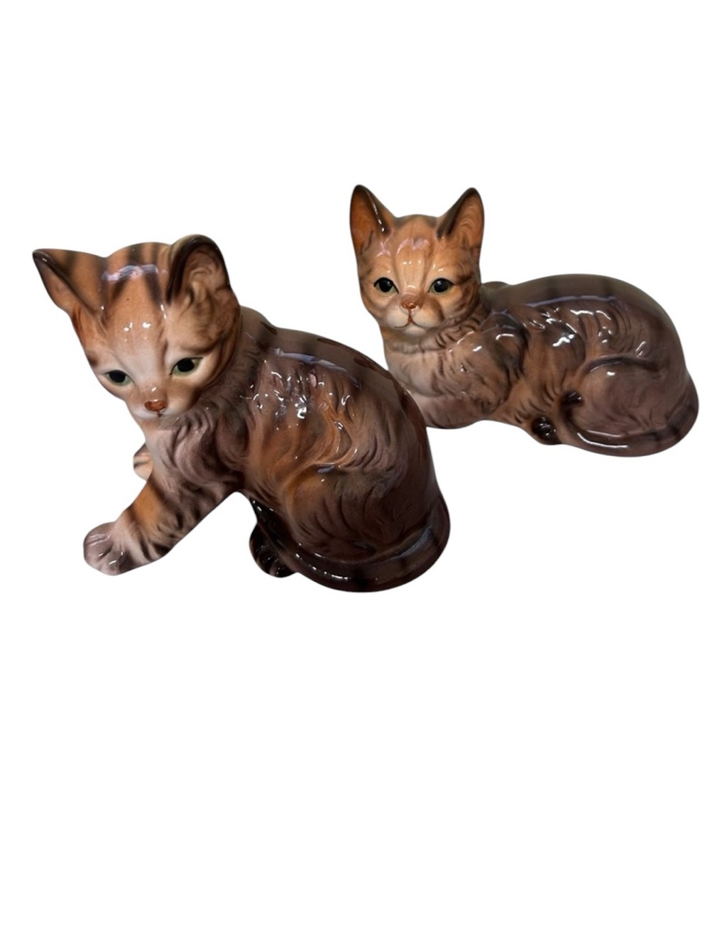 Vintage  Enesco Ceramic Tabby Cats Figurine Set